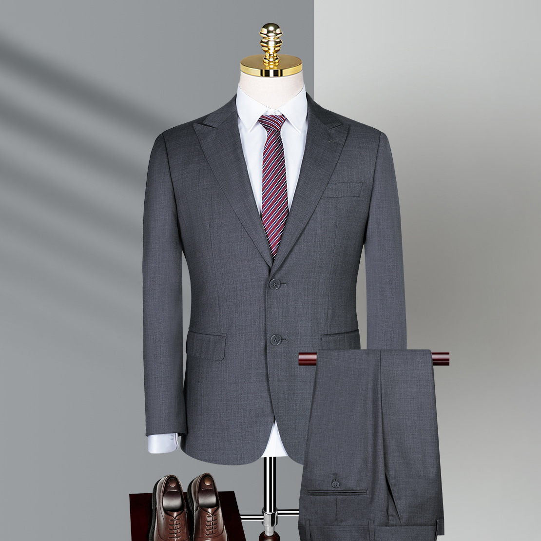 灰色70%羊毛男西服
