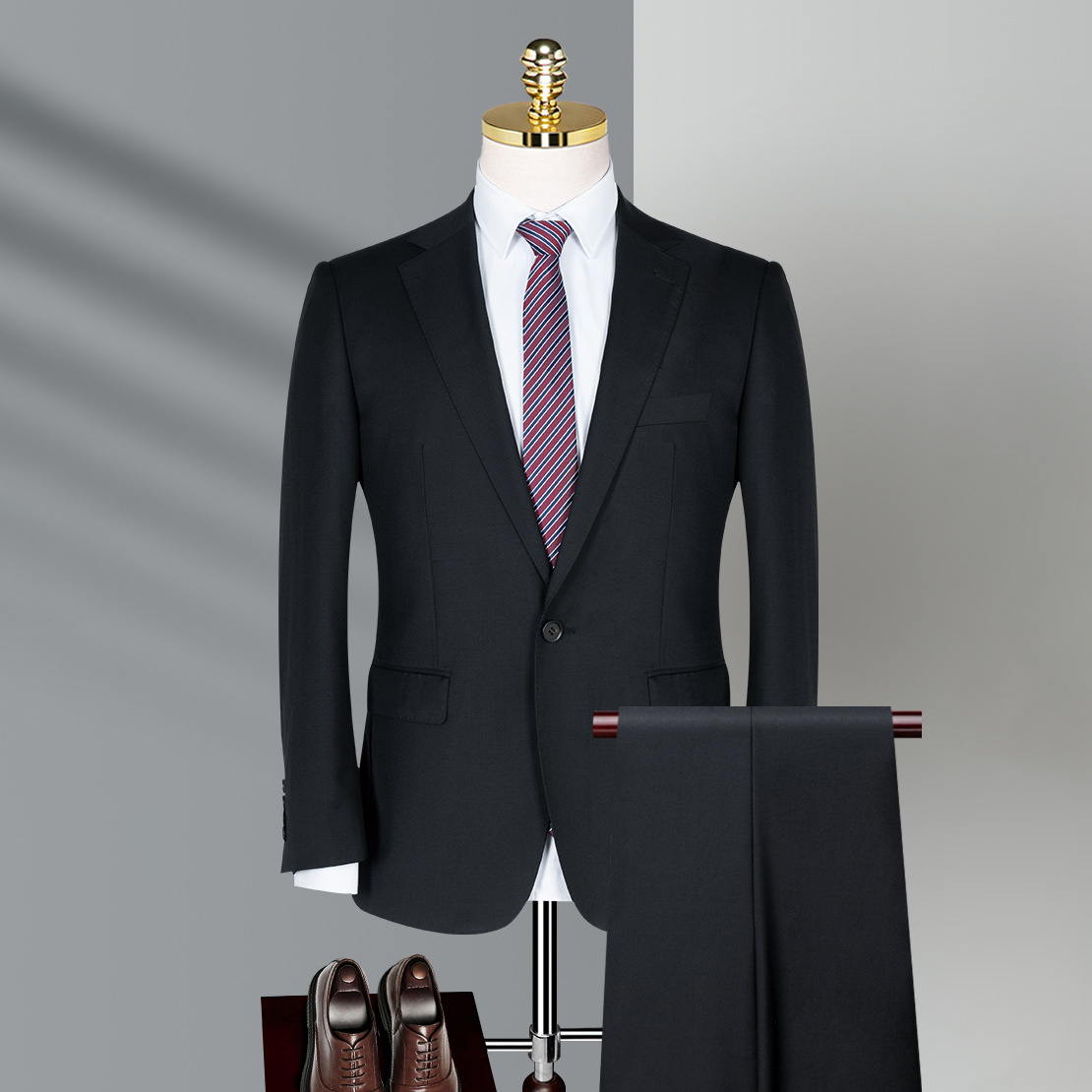 黑色70%羊毛男西服套装