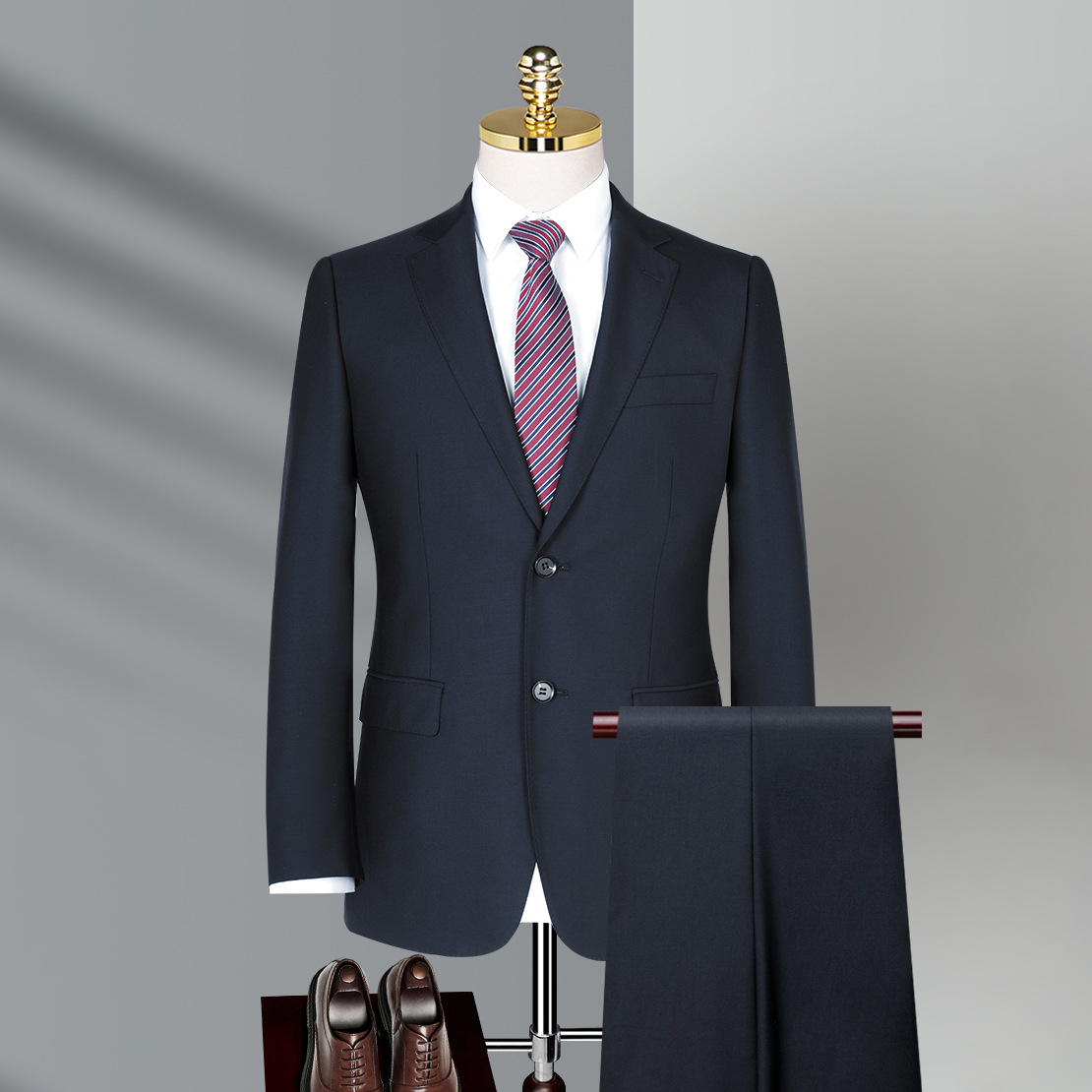 藏青色70%羊毛男西服套装