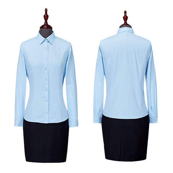 淡蓝色女士纯棉衬衫